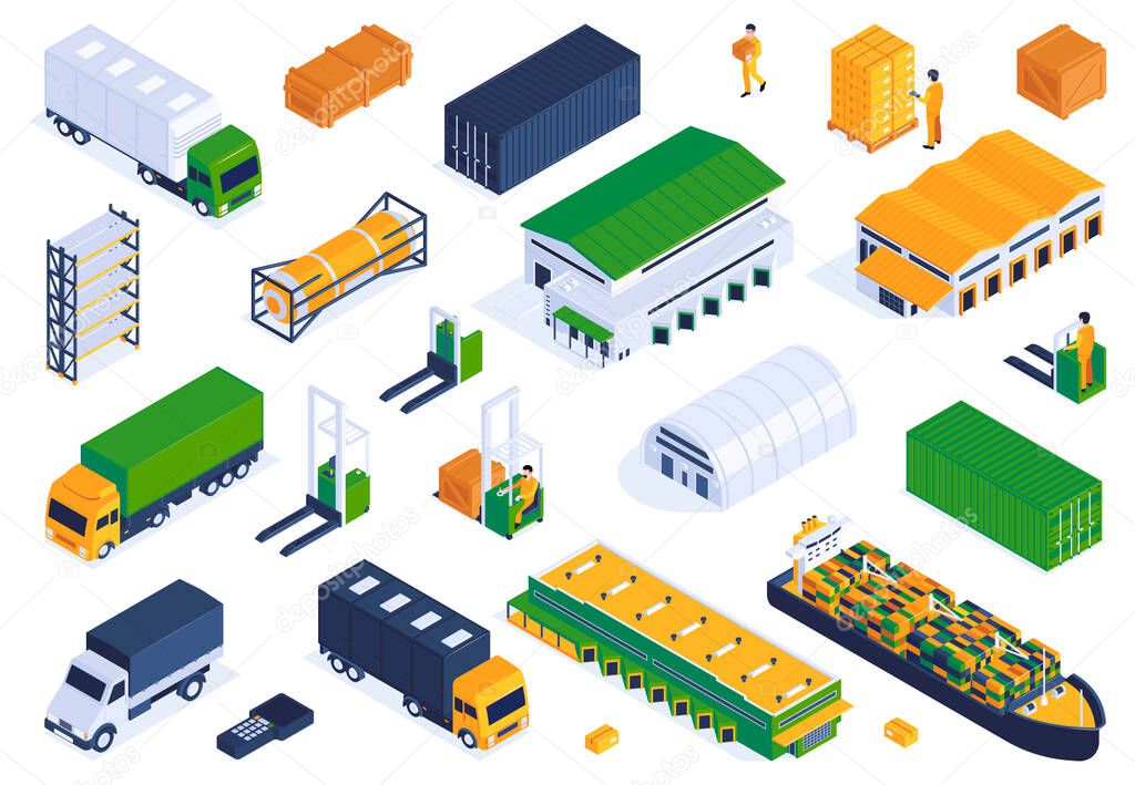 Logistics Isometric Icons Collection