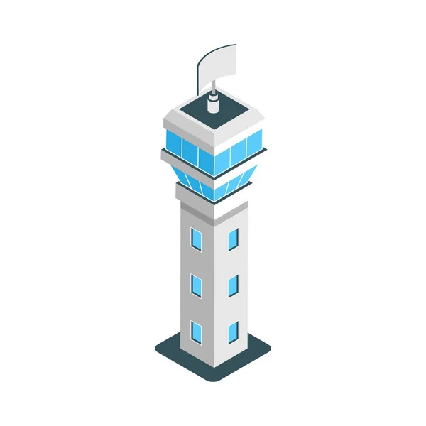 Isometric Airport Tower — Stock Vector