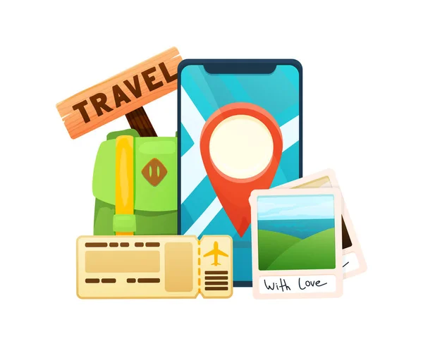 Travel Flat Composition — Stock Vector