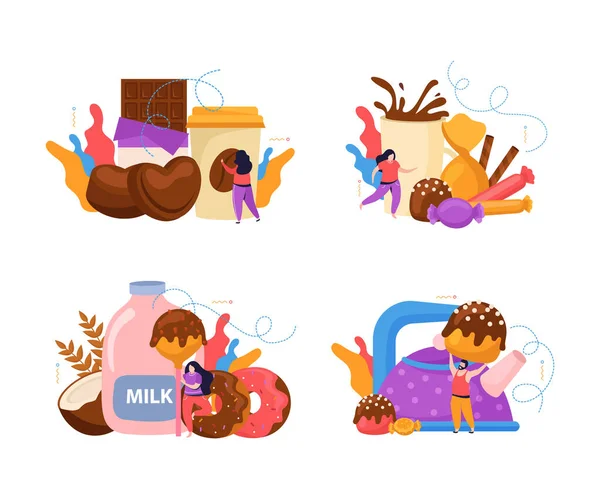 Conjunto de composições de chocolate — Vetor de Stock