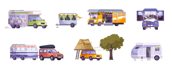 Camping coche conjunto — Archivo Imágenes Vectoriales