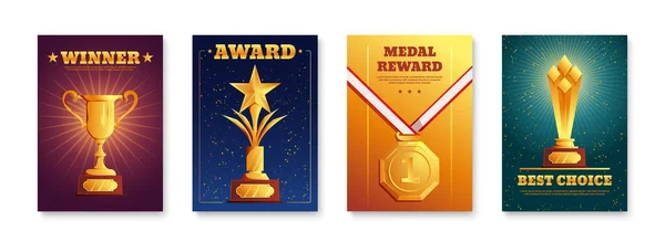 Cups Medals Posters Set — Stockvector