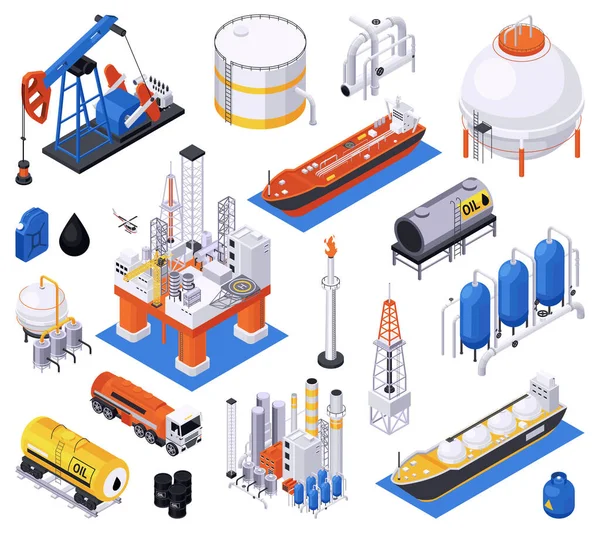 Collezione di icone dell'industria petrolifera — Vettoriale Stock