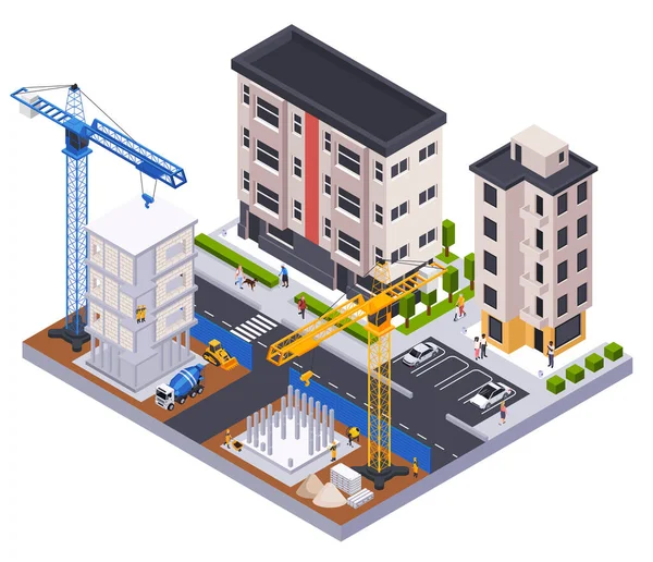 Concepto isométrico de construcción — Archivo Imágenes Vectoriales