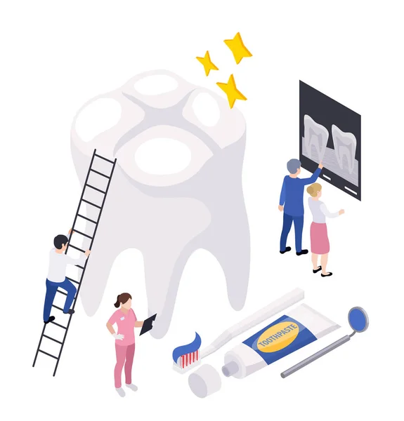 Стоматологія, протезування зубів ізометричної концепції — стоковий вектор