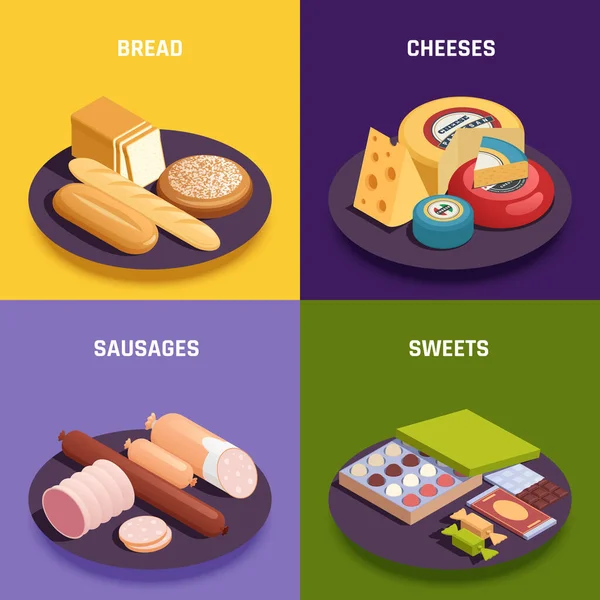 Food Products Manufacture Isometric Concept — Stockvector