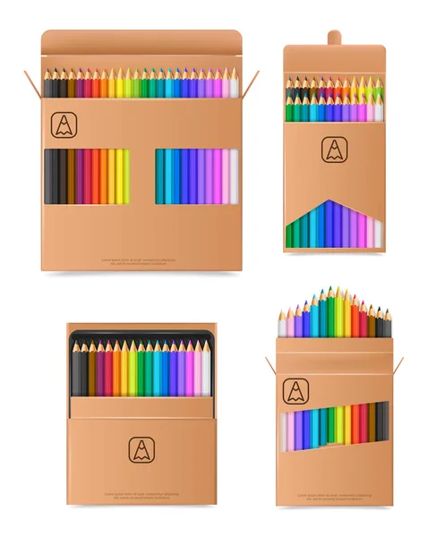 Crayons de couleur ensemble réaliste — Image vectorielle