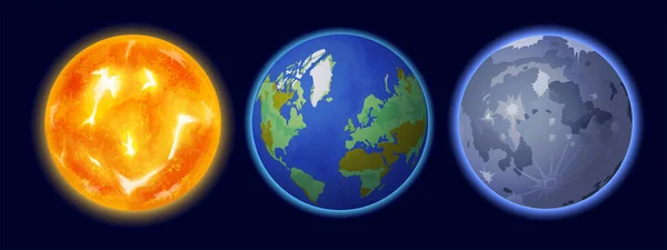 Ensemble réaliste de planète de l'espace — Image vectorielle