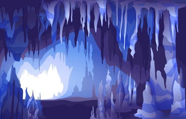 Stalactites Stalagmites Cave View — Stock Vector