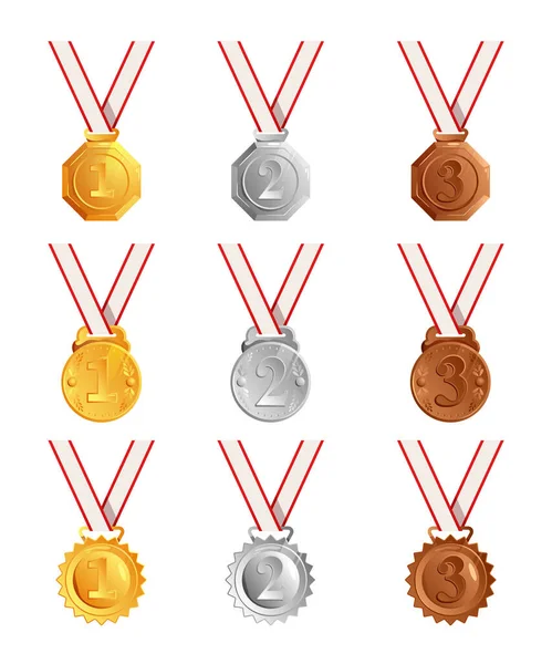 Conjunto de prêmios de medalhas —  Vetores de Stock