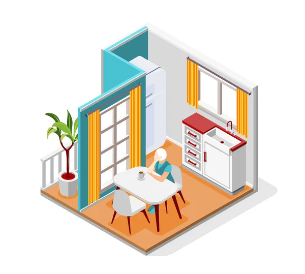 Loneliness Isometric Illustration — Stock Vector