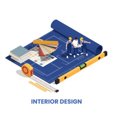 İç Tasarımcı Isometric Composition