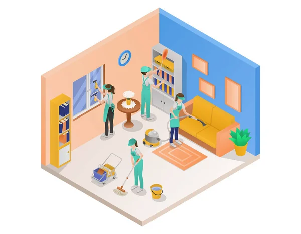 Professional Cleaning Service Isometric Composition — Stockvector