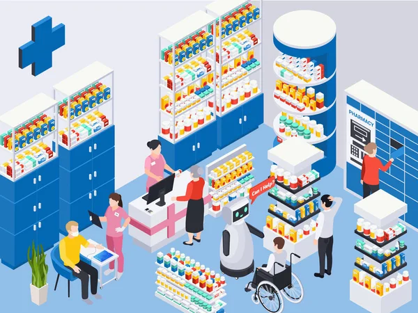 Illustration zur modernen Pharmazie — Stockvektor