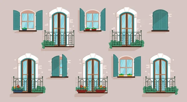 Balcony Windows House — стоковий вектор
