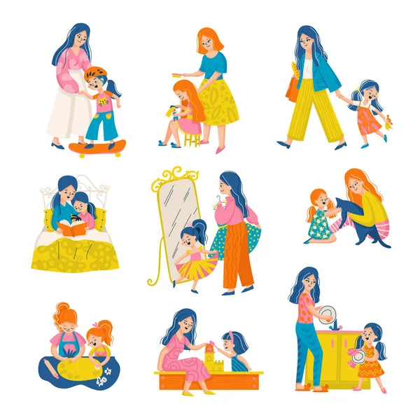 Mothers And Daughters Set — Stock Vector