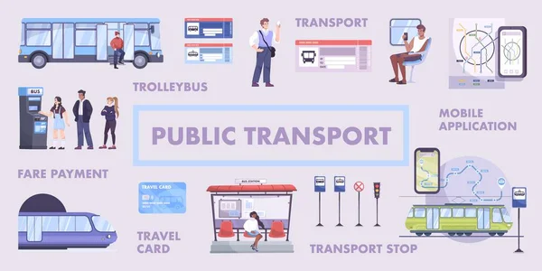 Diagrama de flujo del transporte público — Vector de stock