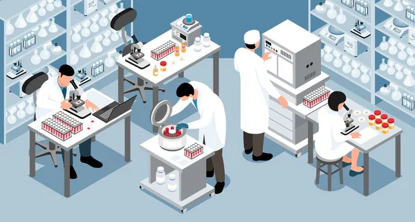 Composition horizontale diagnostique de laboratoire — Image vectorielle