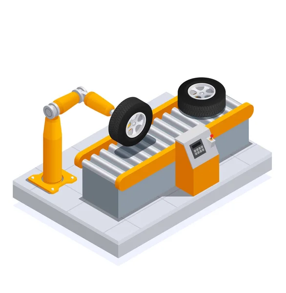 บริการการผลิตยาง Isometric สีและองค์ประกอบ — ภาพเวกเตอร์สต็อก