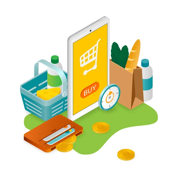 Composition Isometric Mobile Shopping — Image vectorielle