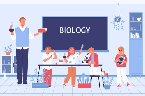 School Biology Flat — Stock Vector