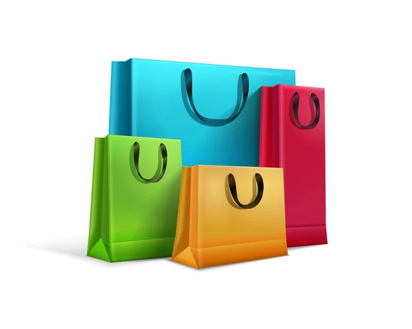 Composição realista do saco de compras — Vetor de Stock