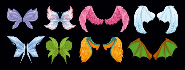 Kleurrijke Mythische Vleugels Samenstelling — Stockvector