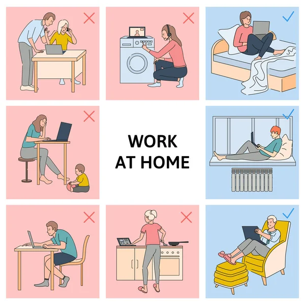 Work At Home Pros And Cons — Vettoriale Stock