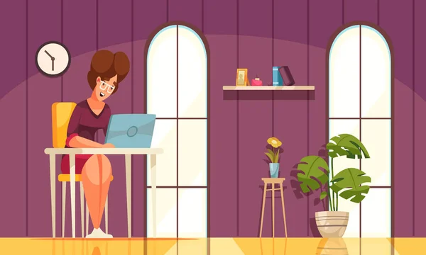Daily Routine Background With Working Woman — Vector de stock