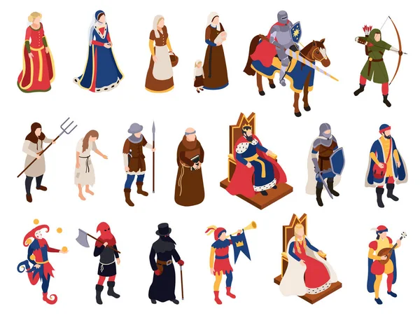 Conjunto de personajes medievales — Vector de stock