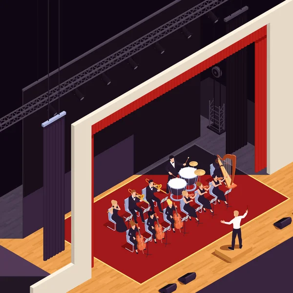 Theatre Performance Isometric Background — Stock vektor