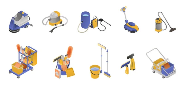 Isometric Professional Cleaning Service Icon Set — Stok Vektör