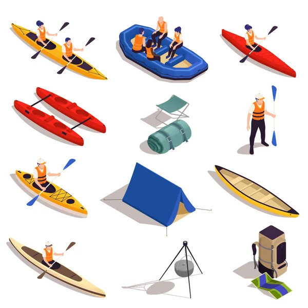 Rafting Kayaking Canoeing Set —  Vetores de Stock