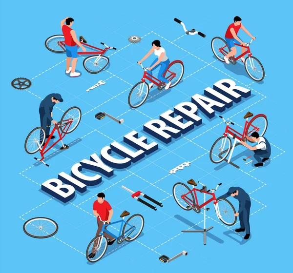 Bicycle Repair Flowchart — стоковый вектор