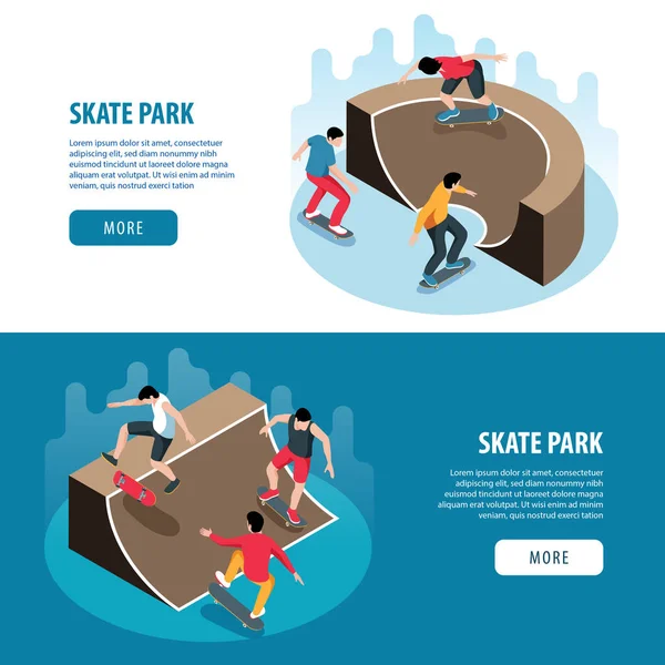 Skate Park Horizontal Banners — Vector de stock