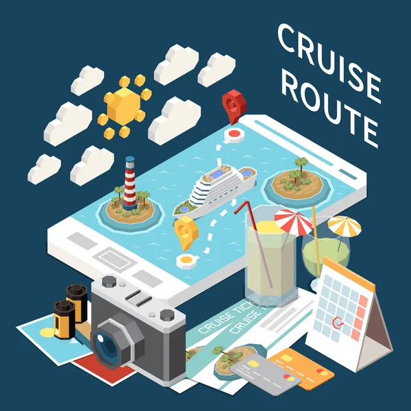 Sea Cruise Isometric Concept — Vettoriale Stock