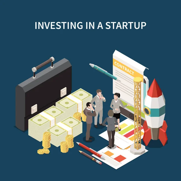 Projeto Startup Conceito Isométrico Colorido — Vetor de Stock