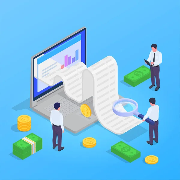 Accounting And Audit Isometric Concept — Stock Vector