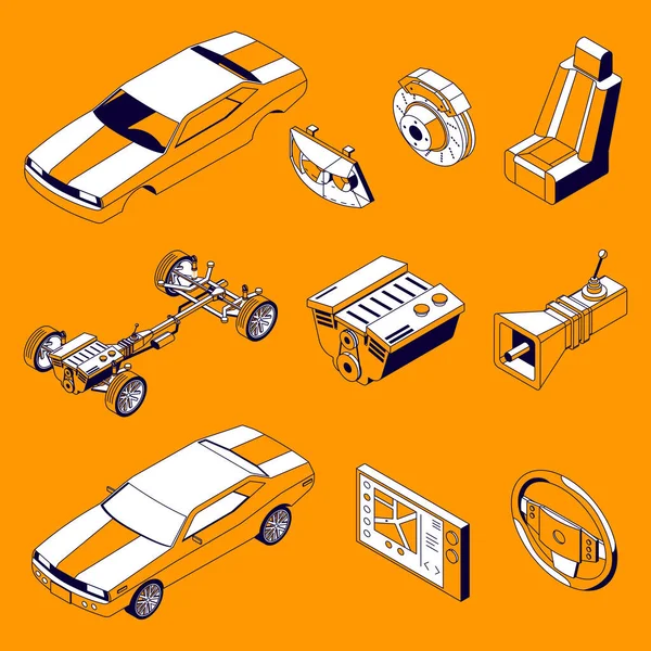 Motor Vehicle Parts Collection — Vetor de Stock