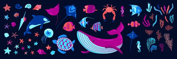 World Ocean Day Color Set — Wektor stockowy