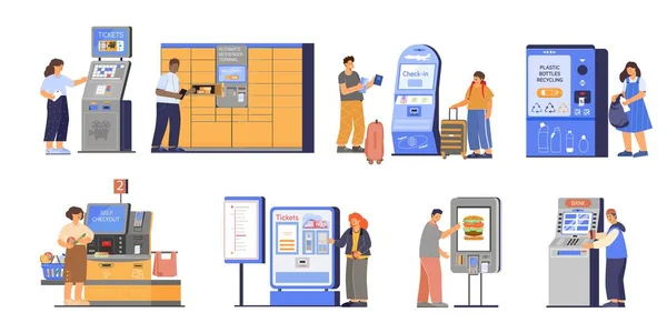 Self Service Set Flat — Archivo Imágenes Vectoriales