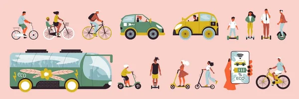 Eco Transport Color Set — Stock Vector