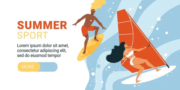 Summer Sport Horizontal Banner — Stockvektor