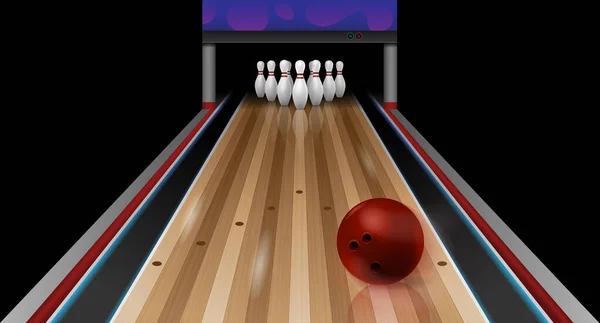 Realistische Komposition der Bowlingbahn — Stockvektor