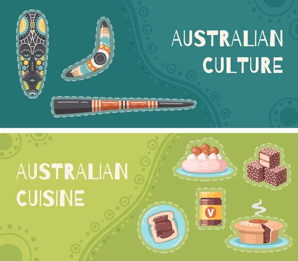 Australia Cartoon Banners — Archivo Imágenes Vectoriales