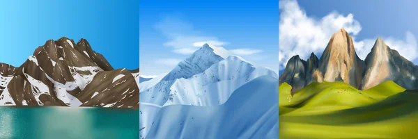 現実的な山のデザインコンセプト — ストックベクタ