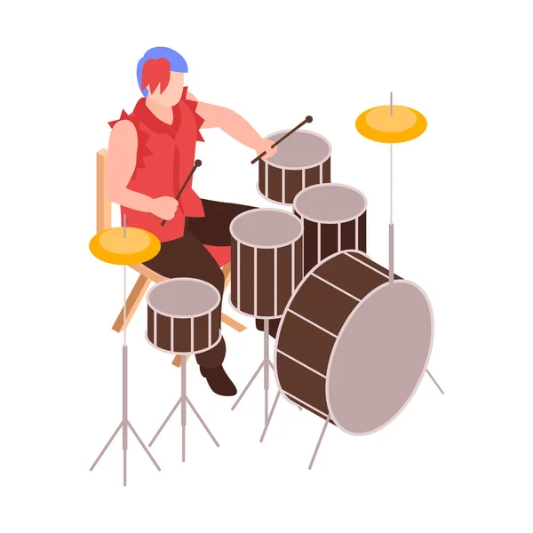 Isometric Drummer Illustration — Stock Vector