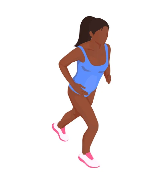 Isométrica mujer corriendo — Vector de stock