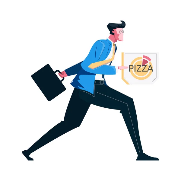 Affärsman med Pizza — Stock vektor