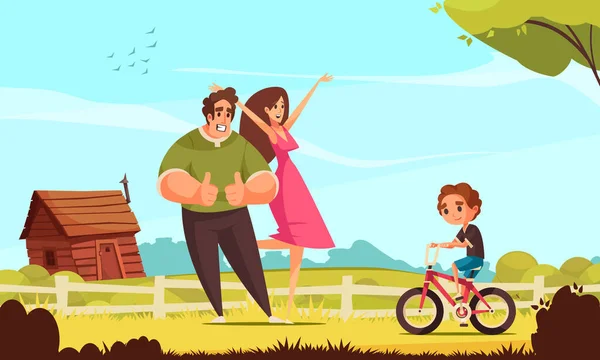 Ciclismo Famiglia sfondo Illustrazione — Vettoriale Stock